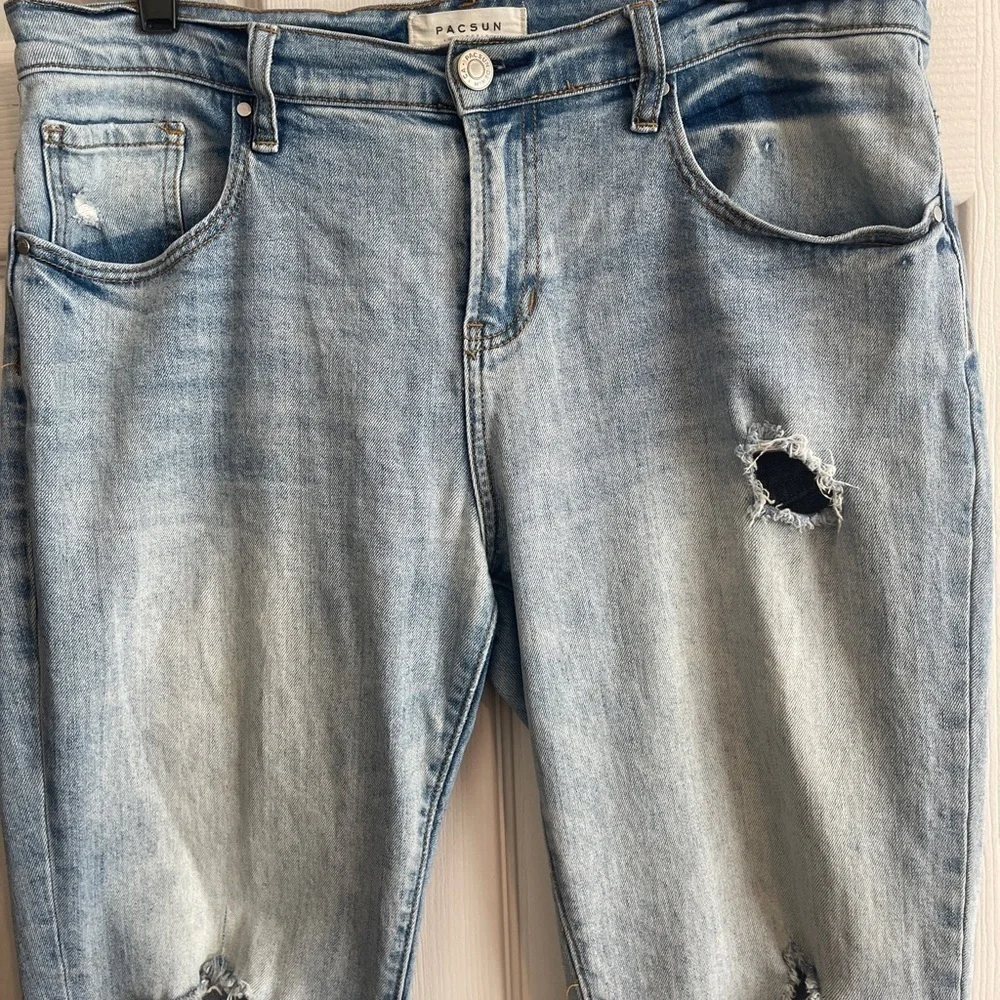 𝅺PACSUN Light Blue Ripped Boyfriend Jeans | PacSun